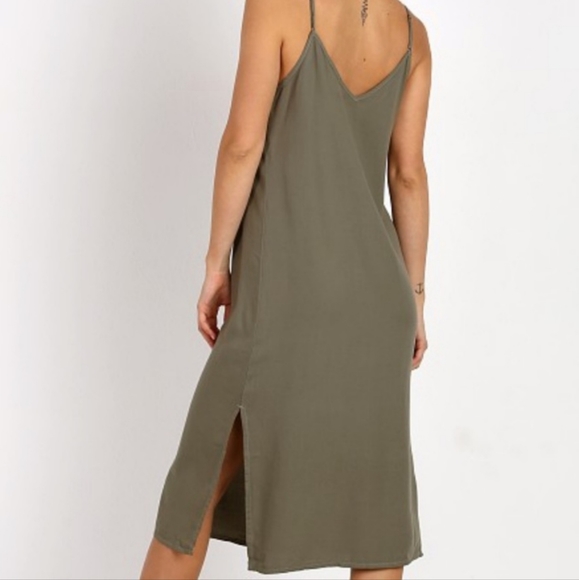 Splendid Crosshatch Slip Dress in Military Olive - Picture 2 of 11